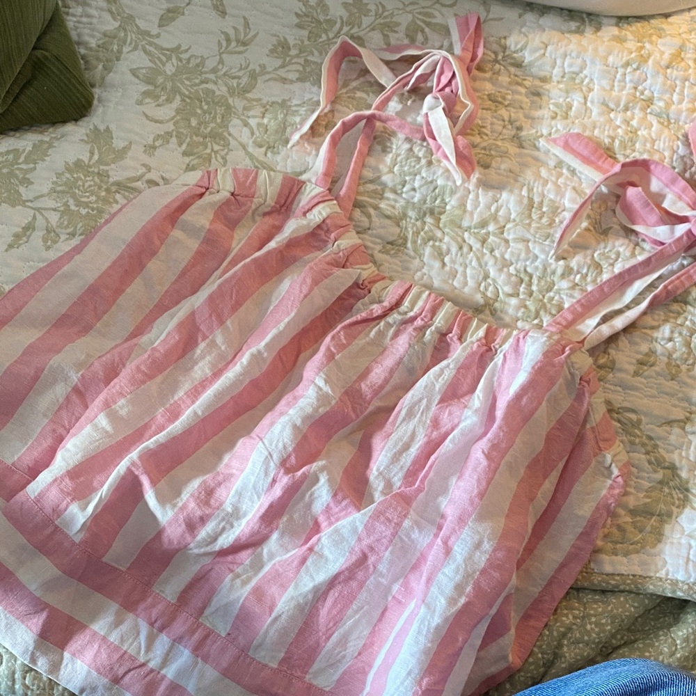 J. Crew Pink and White Sleeveless Blouse